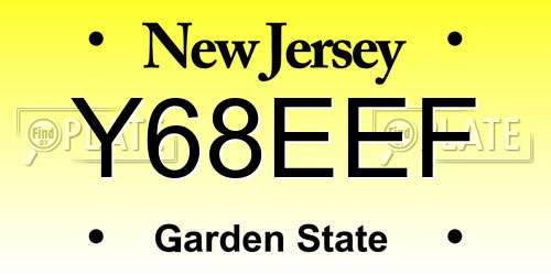 Y68EEF New Jersey License Plate