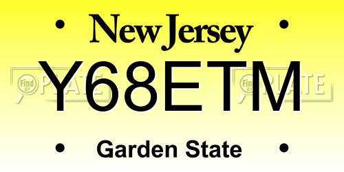 Y68ETM New Jersey License Plate
