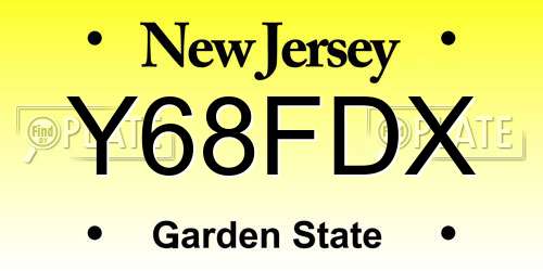 Y68FDX New Jersey License Plate