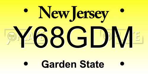 Y68GDM New Jersey License Plate