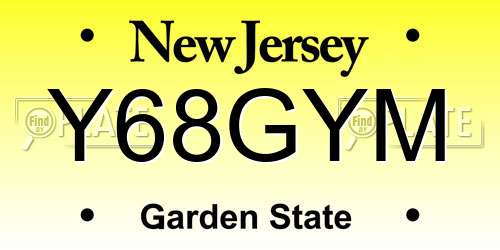 Y68GYM New Jersey License Plate