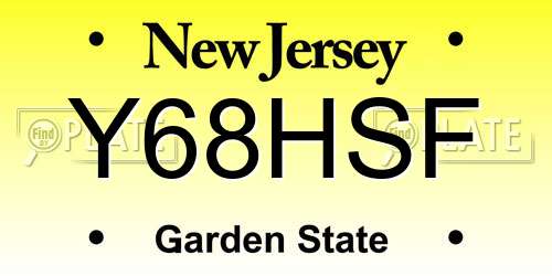 Y68HSF New Jersey License Plate