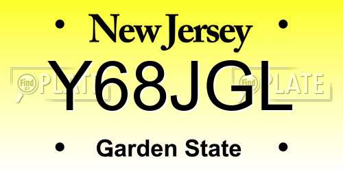 Y68JGL New Jersey License Plate