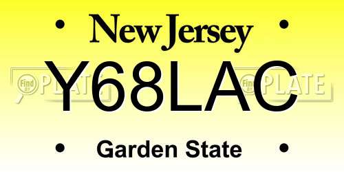Y68LAC New Jersey License Plate