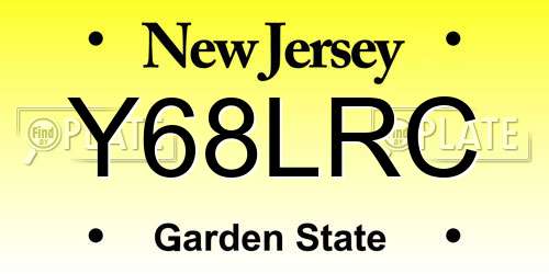 Y68LRC New Jersey License Plate