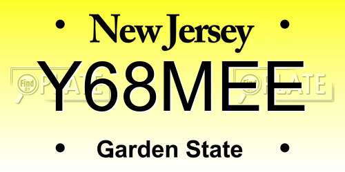 Y68MEE New Jersey License Plate