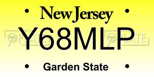 Y68MLP New Jersey License Plate