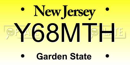 Y68MTH New Jersey License Plate