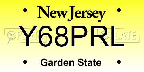 Y68PRL New Jersey License Plate