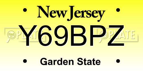 Y69BPZ New Jersey License Plate