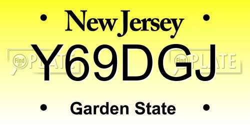 Y69DGJ New Jersey License Plate