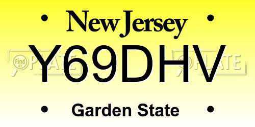 Y69DHV New Jersey License Plate