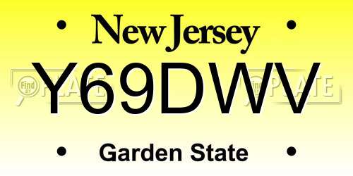 Y69DWV New Jersey License Plate