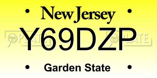 Y69DZP New Jersey License Plate