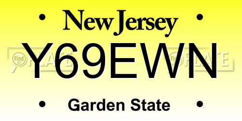 Y69EWN New Jersey License Plate