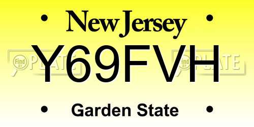 Y69FVH New Jersey License Plate