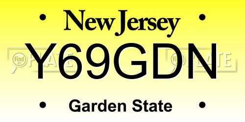 Y69GDN New Jersey License Plate