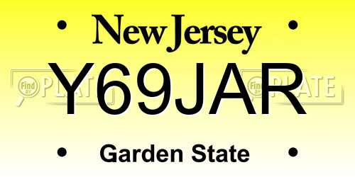 Y69JAR New Jersey License Plate