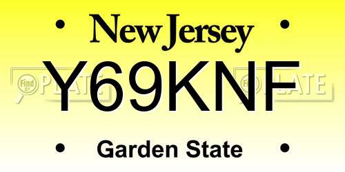 Y69KNF New Jersey License Plate