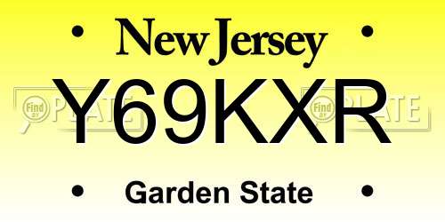 Y69KXR New Jersey License Plate