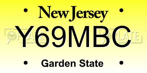 Y69MBC New Jersey License Plate