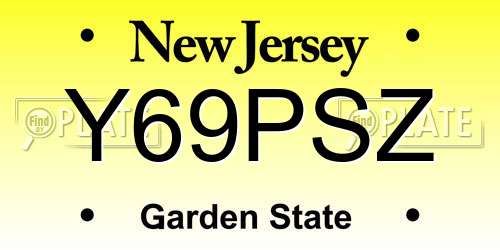 Y69PSZ New Jersey License Plate