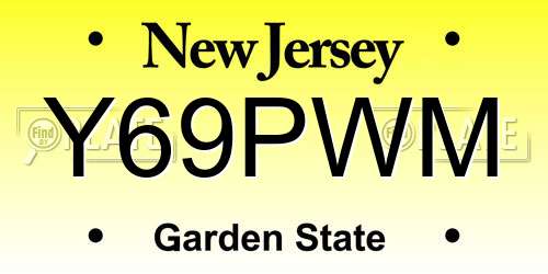 Y69PWM New Jersey License Plate