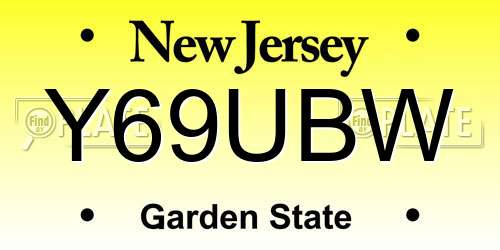 Y69UBW New Jersey License Plate