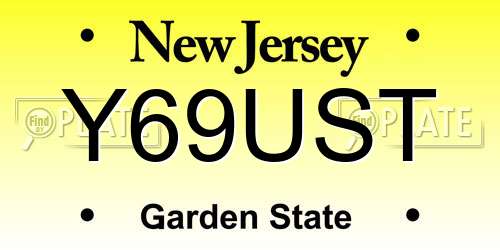 Y69UST New Jersey License Plate