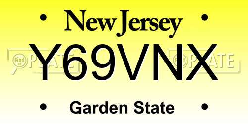 Y69VNX New Jersey License Plate