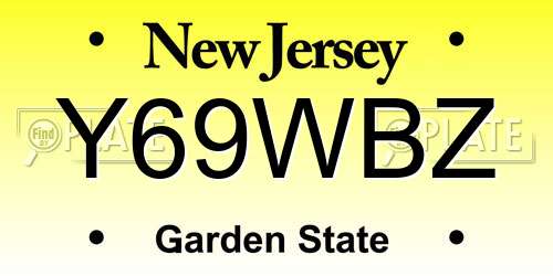 Y69WBZ New Jersey License Plate