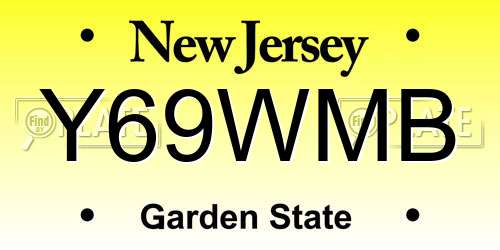 Y69WMB New Jersey License Plate