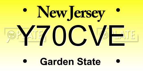Y70CVE New Jersey License Plate