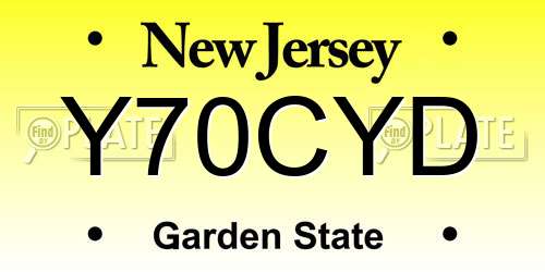 Y70CYD New Jersey License Plate