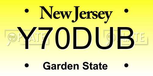 Y70DUB New Jersey License Plate