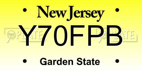 Y70FPB New Jersey License Plate