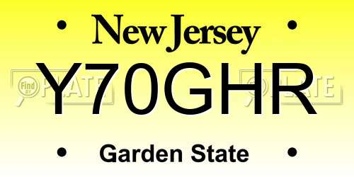 Y70GHR New Jersey License Plate
