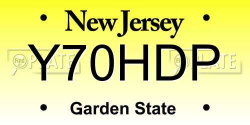 Y70HDP New Jersey License Plate