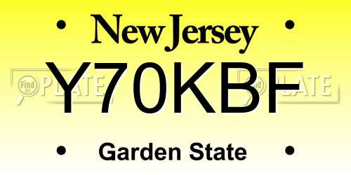 Y70KBF New Jersey License Plate