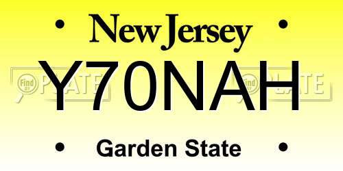 Y70NAH New Jersey License Plate