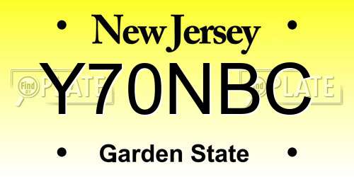 Y70NBC New Jersey License Plate