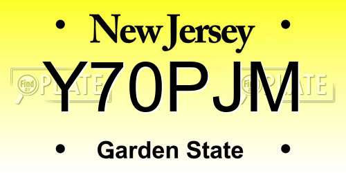 Y70PJM New Jersey License Plate