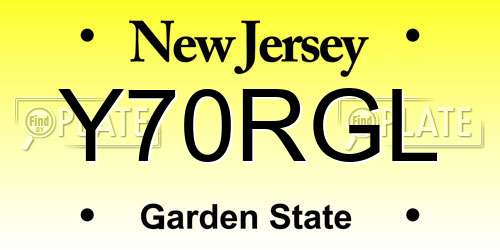Y70RGL New Jersey License Plate