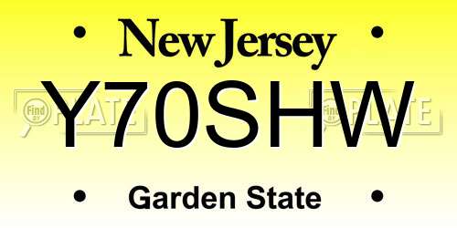 Y70SHW New Jersey License Plate