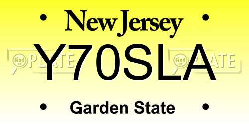 Y70SLA New Jersey License Plate