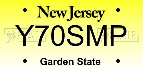 Y70SMP New Jersey License Plate
