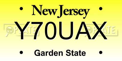 Y70UAX New Jersey License Plate