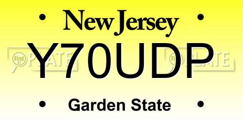 Y70UDP New Jersey License Plate