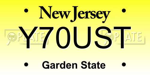 Y70UST New Jersey License Plate