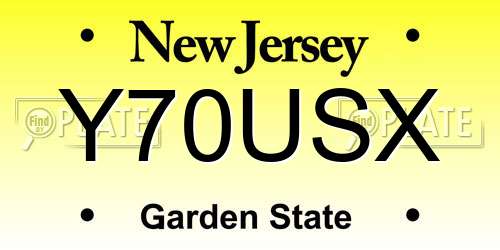 Y70USX New Jersey License Plate